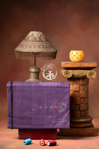 NUKTAA - LAVENDER VIOLET HANDWOVEN TANGALIYA COTTON KURTA FABRIC