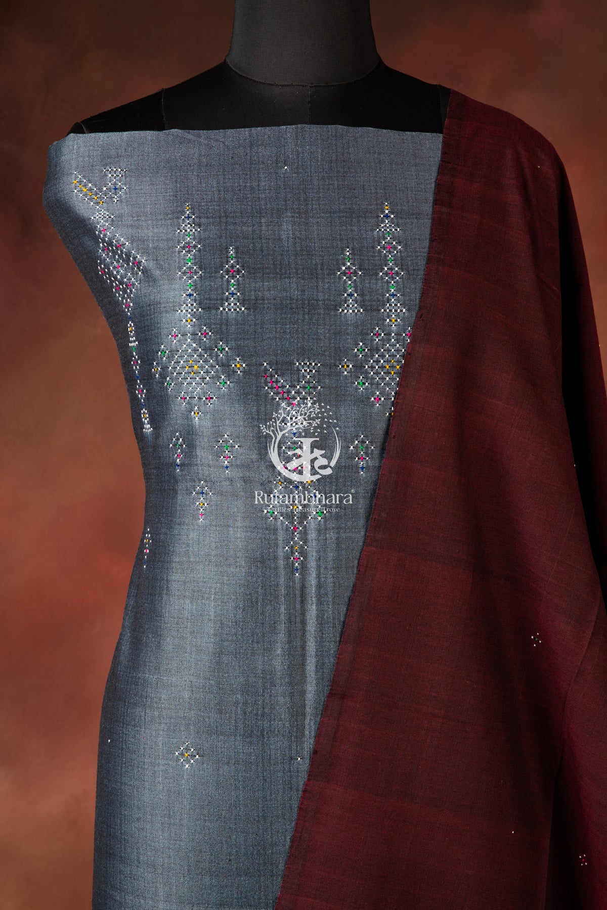 Nuktaa - Smoked Steel and Wine Tangaliya 2 pc Suit Set – A Dana Weave Legacy