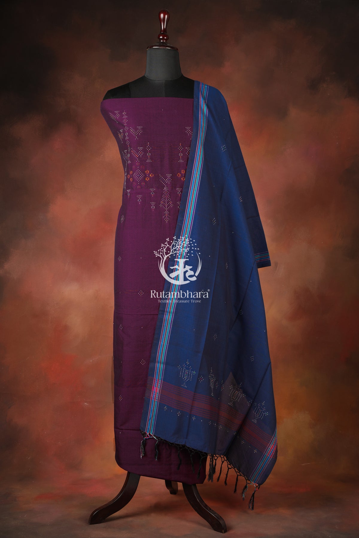 Nuktaa - Dusk Plum and Indigo Tangaliya 2 pc Suit Set – A Dana Weave Legacy