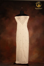 NUKTAA - OFF WHITE HANDWOVEN TANGALIYA COTTON KURTA FABRIC