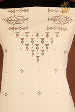 NUKTAA - OFF WHITE HANDWOVEN TANGALIYA COTTON KURTA FABRIC