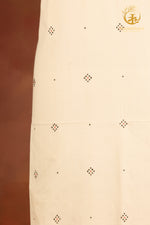 NUKTAA - OFF WHITE HANDWOVEN TANGALIYA COTTON KURTA FABRIC