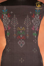 NUKTAA - SLATE BLACK HANDWOVEN TANGALIYA COTTON KURTA FABRIC