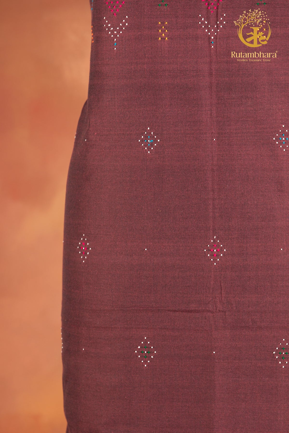 NUKTAA - DEEP WINE HANDWOVEN TANGALIYA COTTON KURTA FABRIC