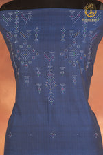 NUKTAA - DUSTY DEEP INDIGO HANDWOVEN TANGALIYA COTTON KURTA FABRIC