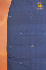 NUKTAA - DUSTY DEEP INDIGO HANDWOVEN TANGALIYA COTTON KURTA FABRIC