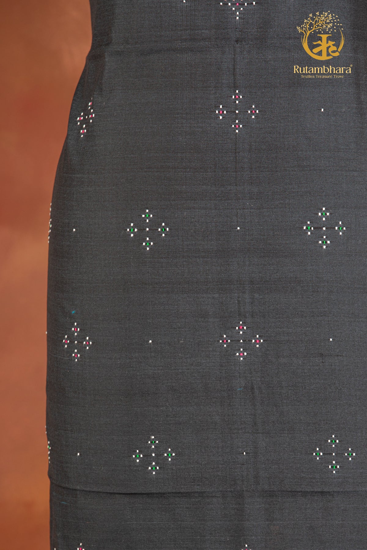 NUKTAA - SLATE TEAL HANDWOVEN TANGALIYA COTTON KURTA FABRIC