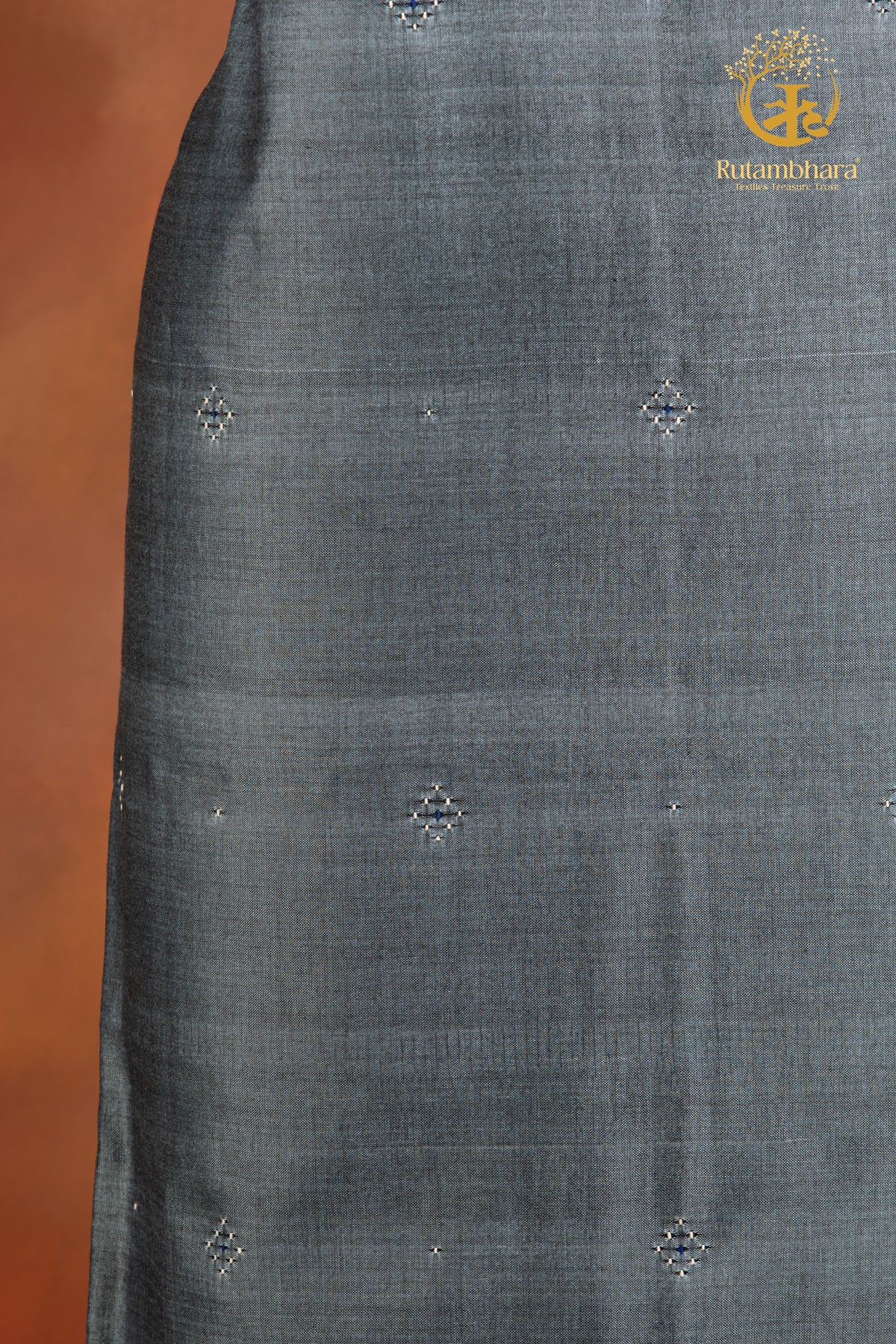 NUKTAA - SMOKY BLUE GREY HANDWOVEN TANGALIYA COTTON KURTA FABRIC