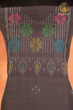 NUKTAA - CHARCOAL SLATE HANDWOVEN TANGALIYA COTTON KURTA FABRIC