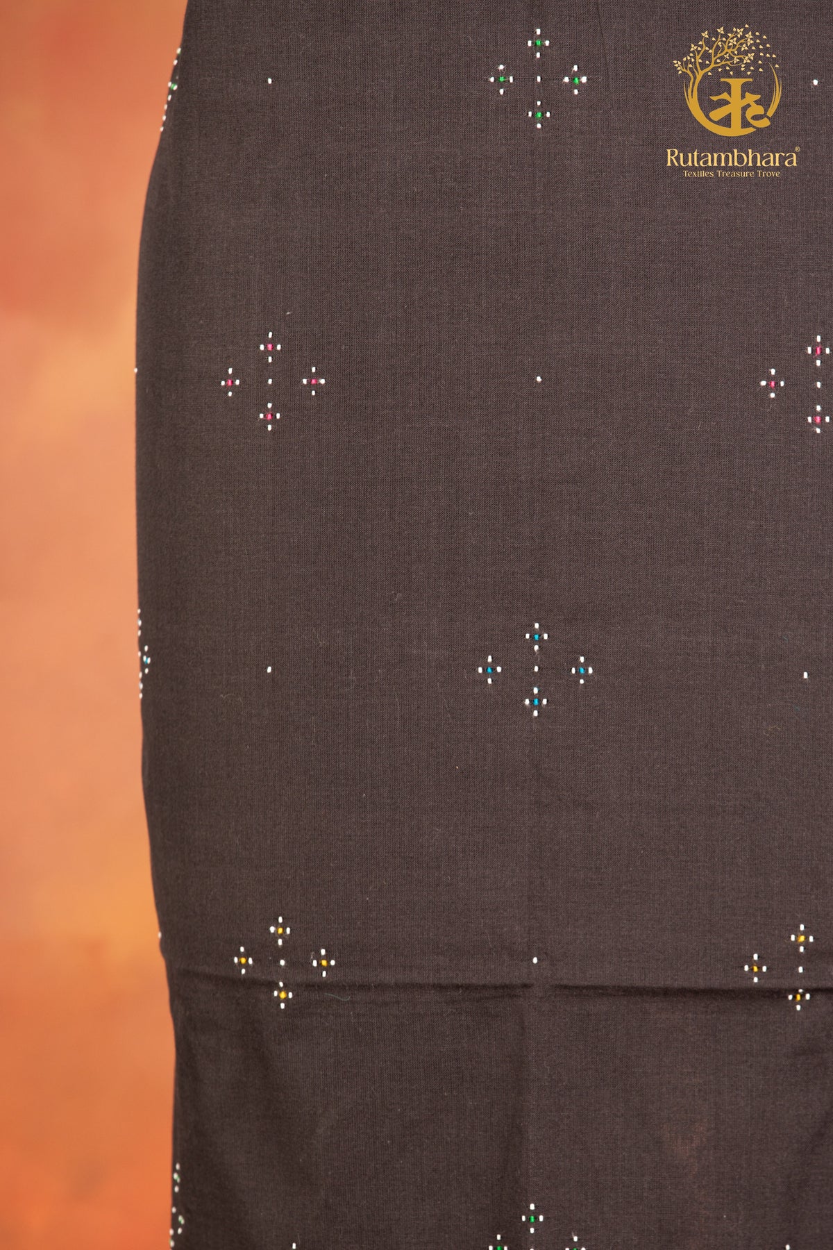 NUKTAA - CHARCOAL SLATE HANDWOVEN TANGALIYA COTTON KURTA FABRIC