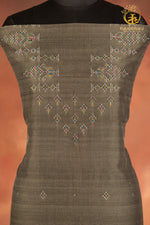 NUKTAA - CHARCOAL OLIVE HANDWOVEN TANGALIYA COTTON KURTA FABRIC