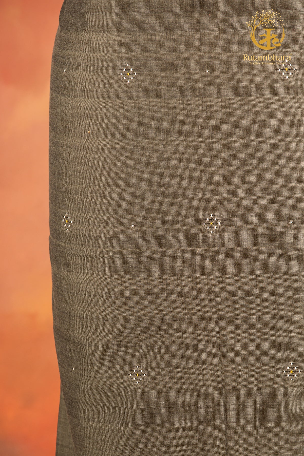 NUKTAA - CHARCOAL OLIVE HANDWOVEN TANGALIYA COTTON KURTA FABRIC