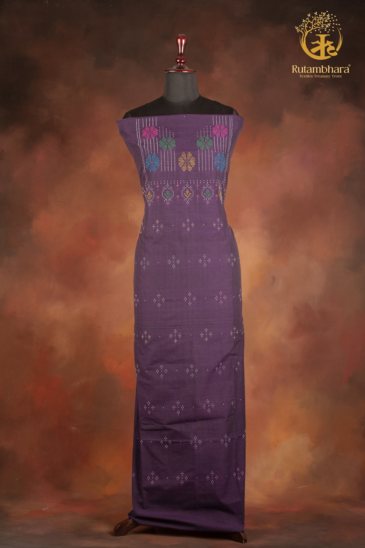 NUKTAA- VIOLET HANDWOVEN TANGALIYA COTTON KURTA FABRIC