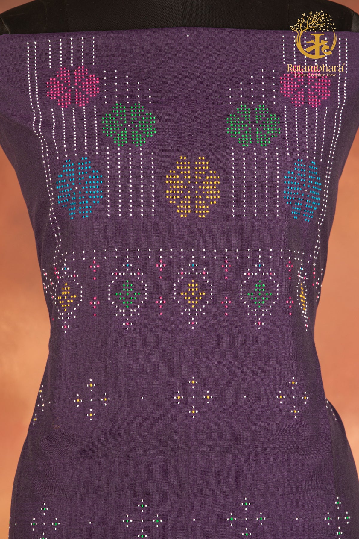 NUKTAA- VIOLET HANDWOVEN TANGALIYA COTTON KURTA FABRIC