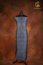 NUKTAA - SLATE GREY HANDWOVEN TANGALIYA COTTON KURTA FABRIC