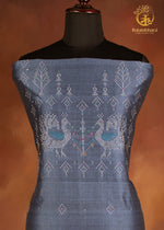 NUKTAA - SLATE GREY HANDWOVEN TANGALIYA COTTON KURTA FABRIC