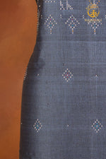 NUKTAA - SLATE GREY HANDWOVEN TANGALIYA COTTON KURTA FABRIC