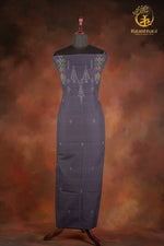 NUKTAA - MIDNIGHT SLATE BLUE HANDWOVEN TANGALIYA COTTON KURTA FABRIC