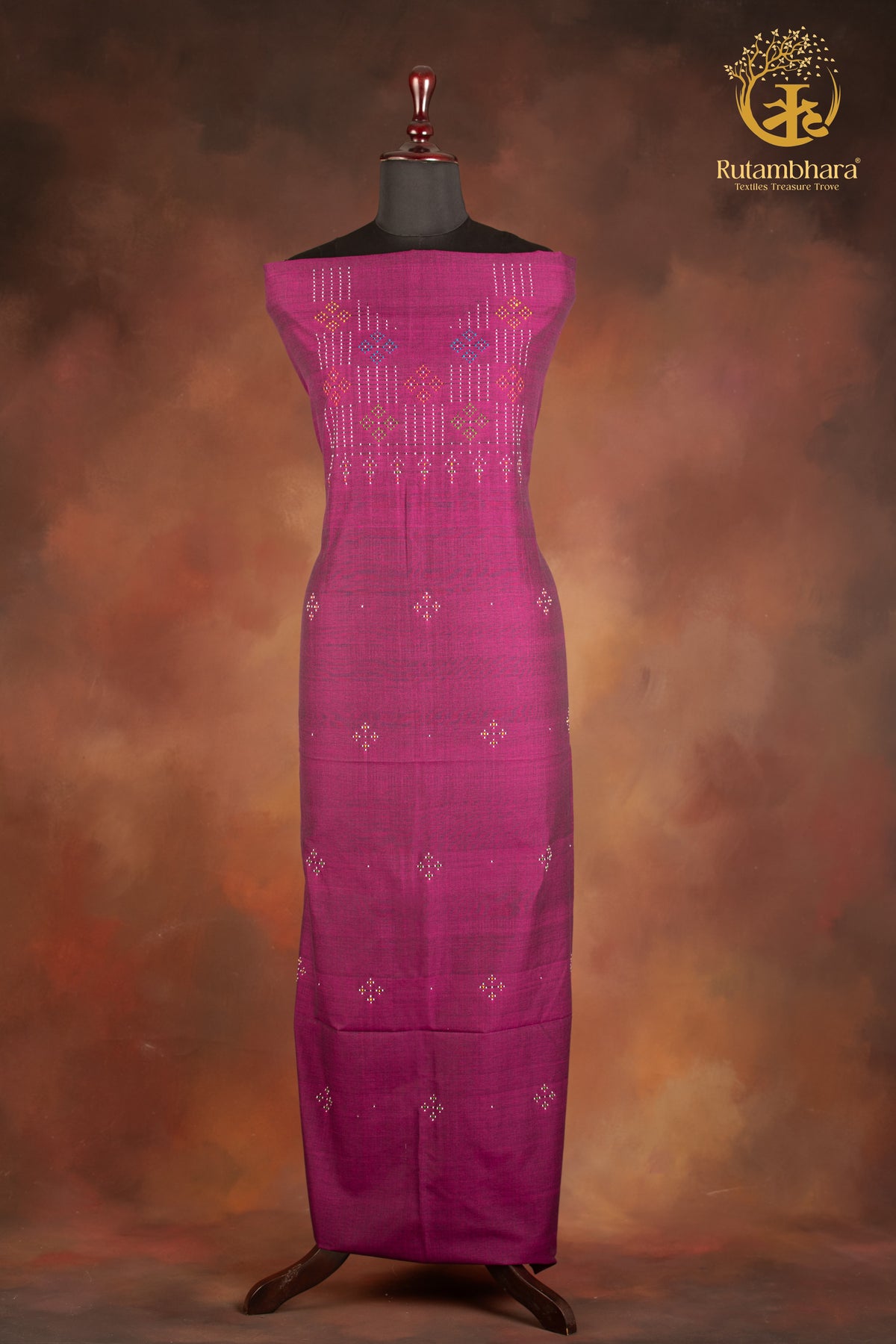 NUKTAA -JAMUNI PURPLE HANDWOVEN TANGALIYA COTTON KURTA FABRIC