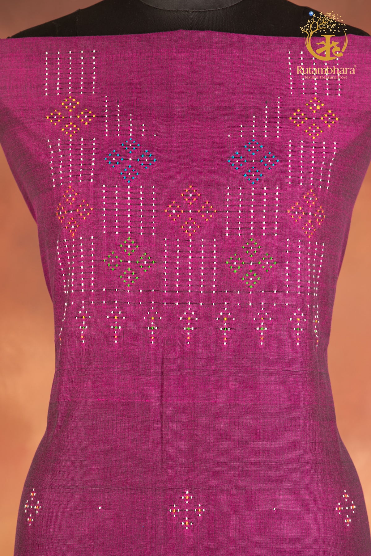 NUKTAA -JAMUNI PURPLE HANDWOVEN TANGALIYA COTTON KURTA FABRIC