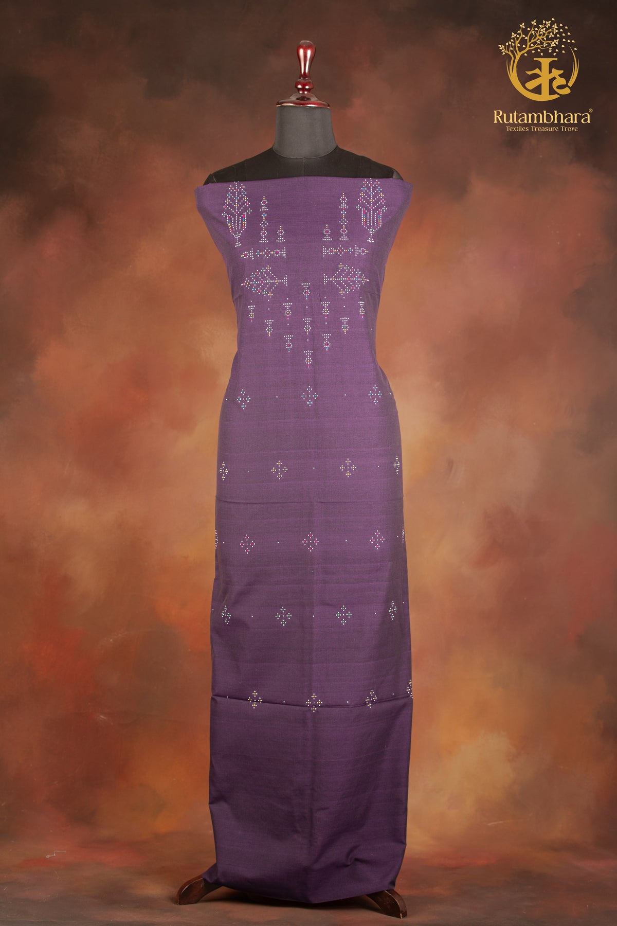 NUKTAA - RICH VIOLET HANDWOVEN TANGALIYA COTTON KURTA FABRIC