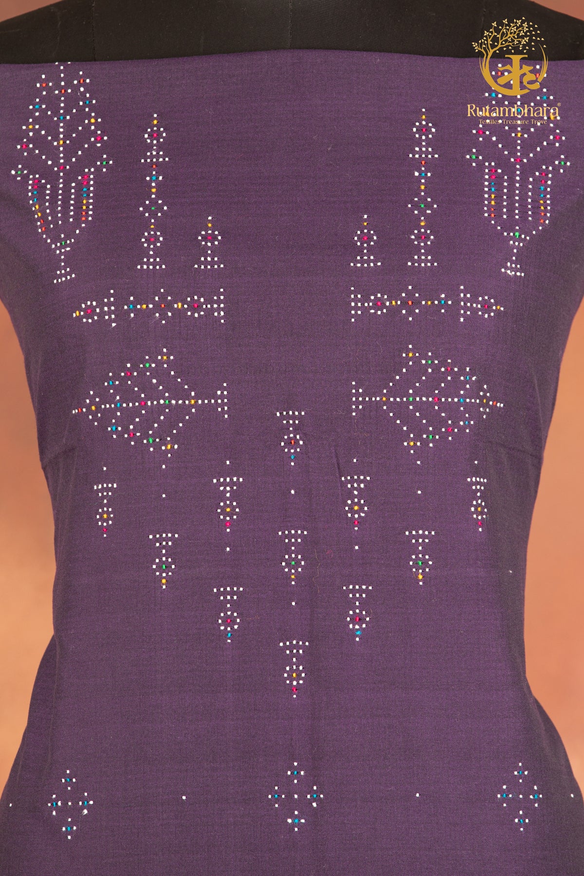 NUKTAA - RICH VIOLET HANDWOVEN TANGALIYA COTTON KURTA FABRIC