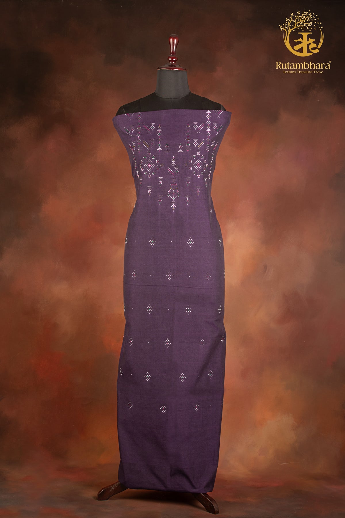 NUKTAA - ROYAL VIOLET HANDWOVEN TANGALIYA COTTON KURTA FABRIC
