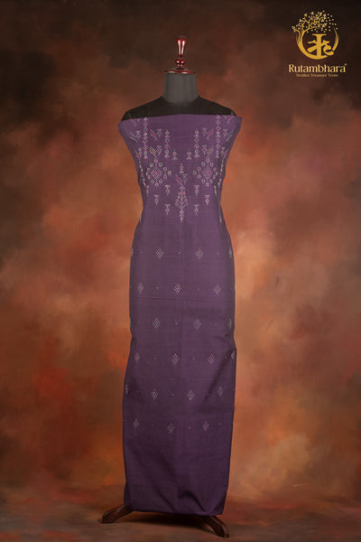 NUKTAA - ROYAL VIOLET HANDWOVEN TANGALIYA COTTON KURTA FABRIC