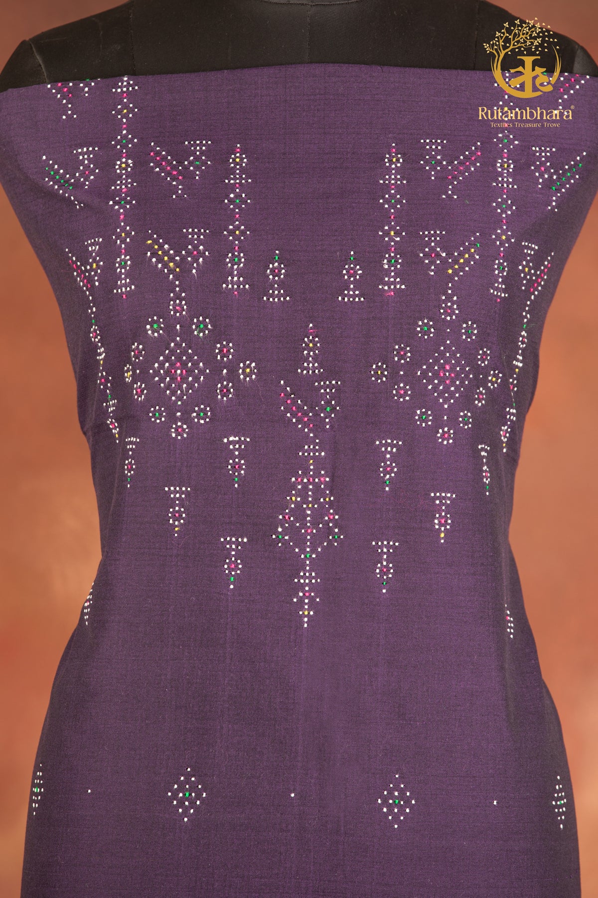 NUKTAA - ROYAL VIOLET HANDWOVEN TANGALIYA COTTON KURTA FABRIC