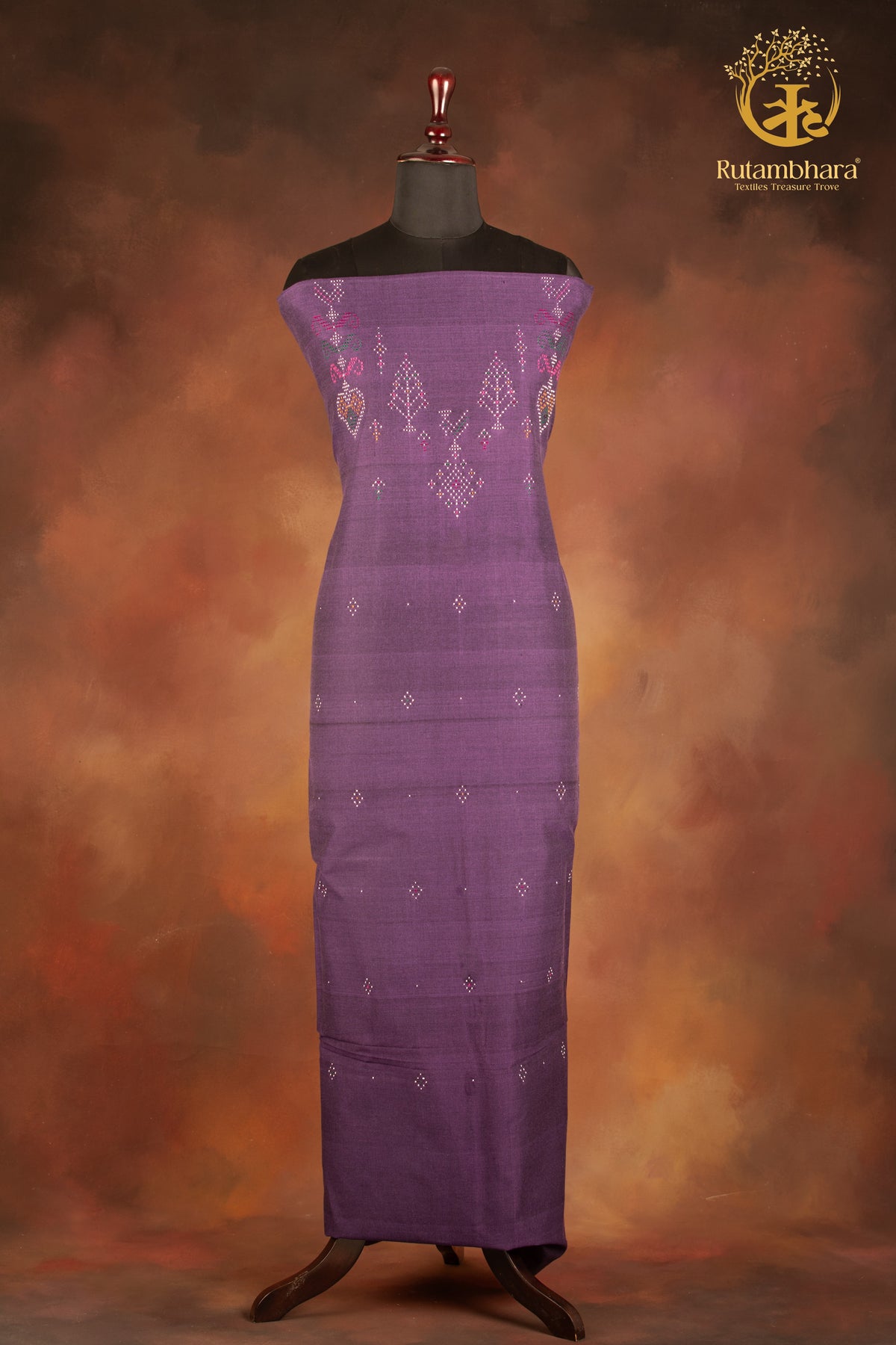 NUKTAA - LAVENDER VIOLET HANDWOVEN TANGALIYA COTTON KURTA FABRIC