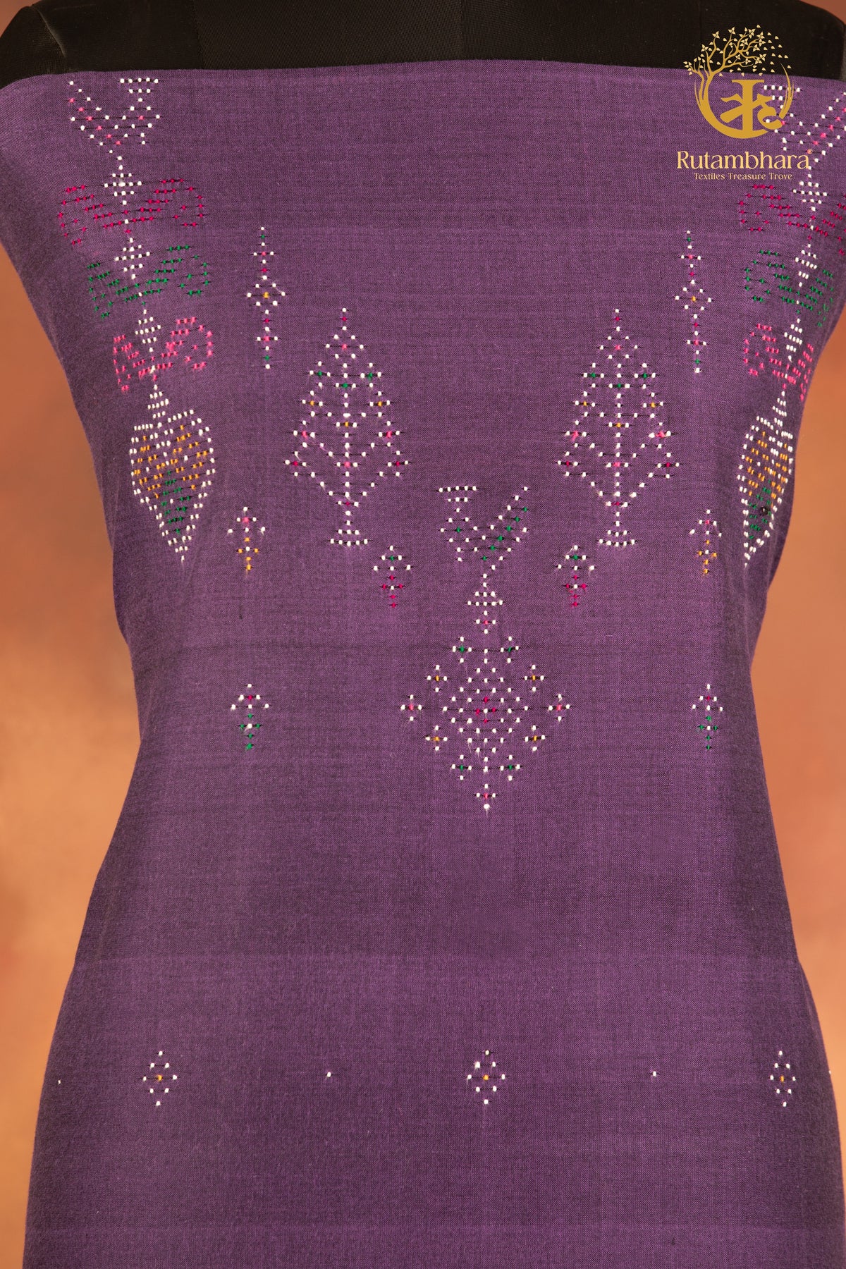 NUKTAA - LAVENDER VIOLET HANDWOVEN TANGALIYA COTTON KURTA FABRIC