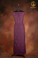 NUKTAA - DEEP AUBERGINE HANDWOVEN TANGALIYA COTTON KURTA FABRIC