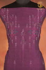 NUKTAA - DEEP AUBERGINE HANDWOVEN TANGALIYA COTTON KURTA FABRIC