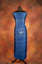 NUKTAA - SMOKY COBALT BLUE HANDWOVEN TANGALIYA COTTON KURTA FABRIC