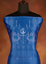NUKTAA - SMOKY COBALT BLUE HANDWOVEN TANGALIYA COTTON KURTA FABRIC