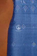 NUKTAA - SMOKY COBALT BLUE HANDWOVEN TANGALIYA COTTON KURTA FABRIC