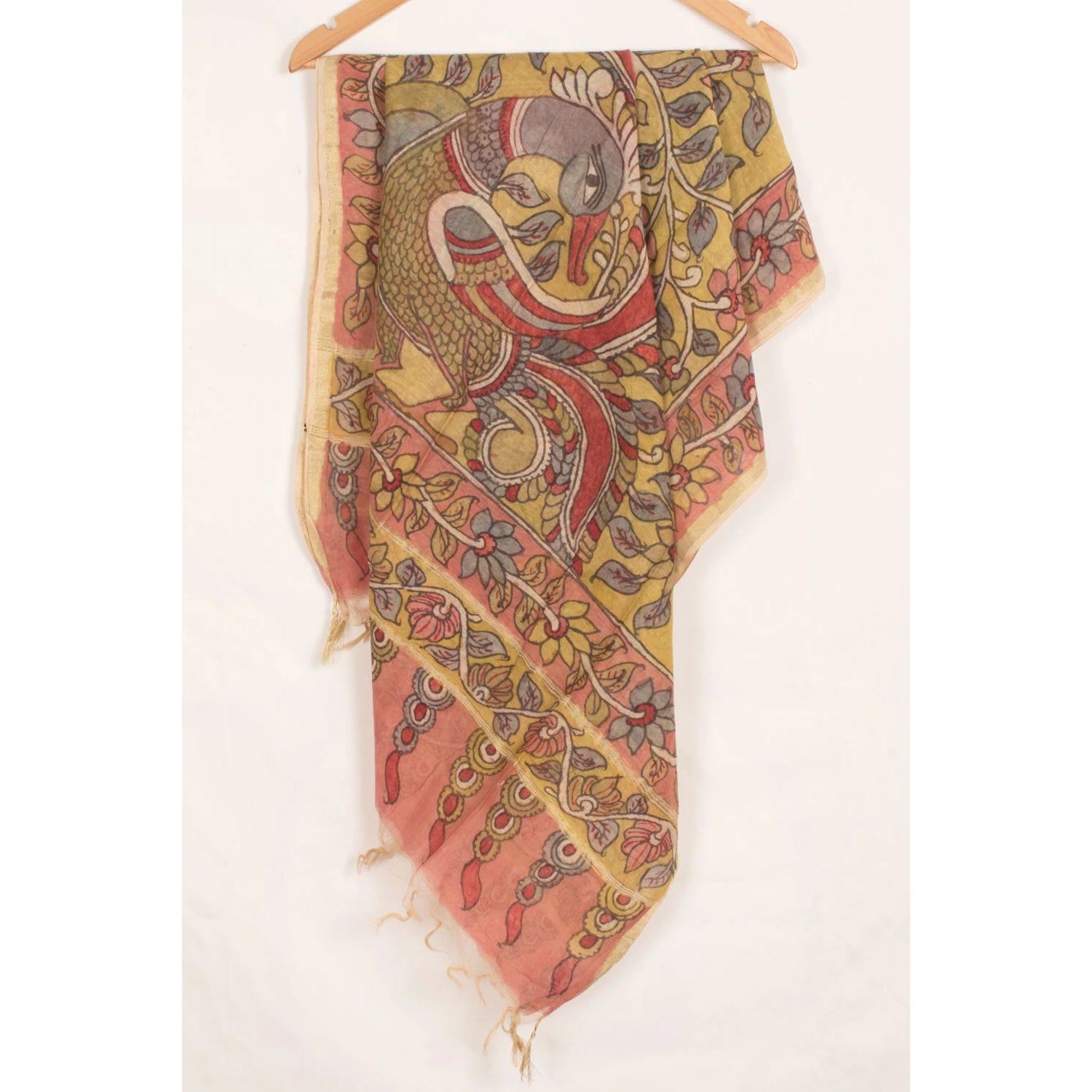 Hand Painted Pen Kalamkari Chanderi Dupatta