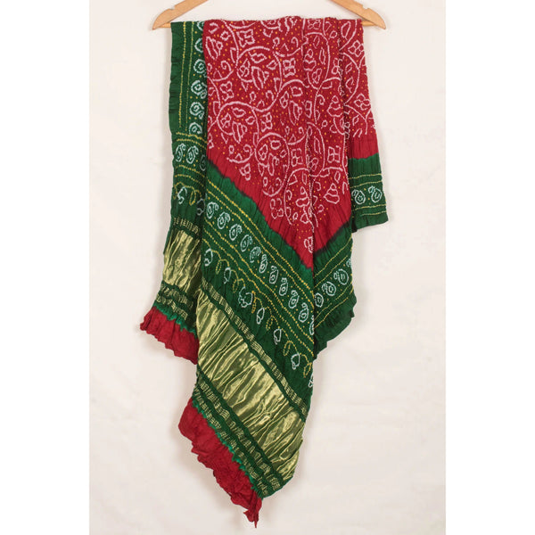 Handcrafted Bandhani Gajji Silk Dupatta-Rutambhara-RUTAMBHARA