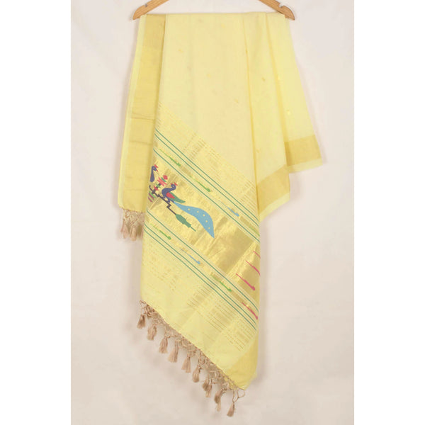 Handwoven Paithani Cotton Dupatta-Rutambhara-RUTAMBHARA