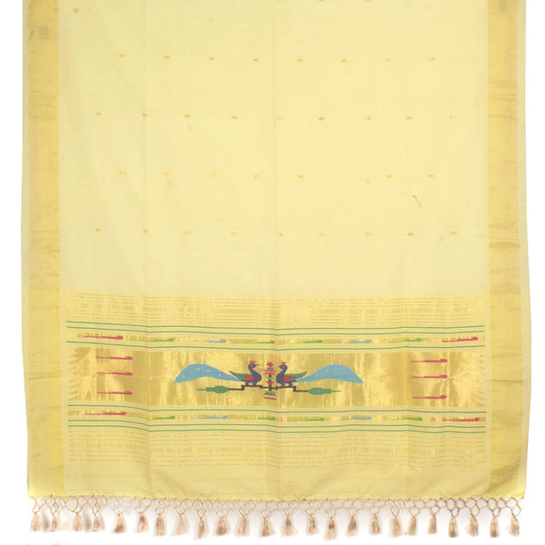 Handwoven Paithani Cotton Dupatta-Rutambhara-RUTAMBHARA