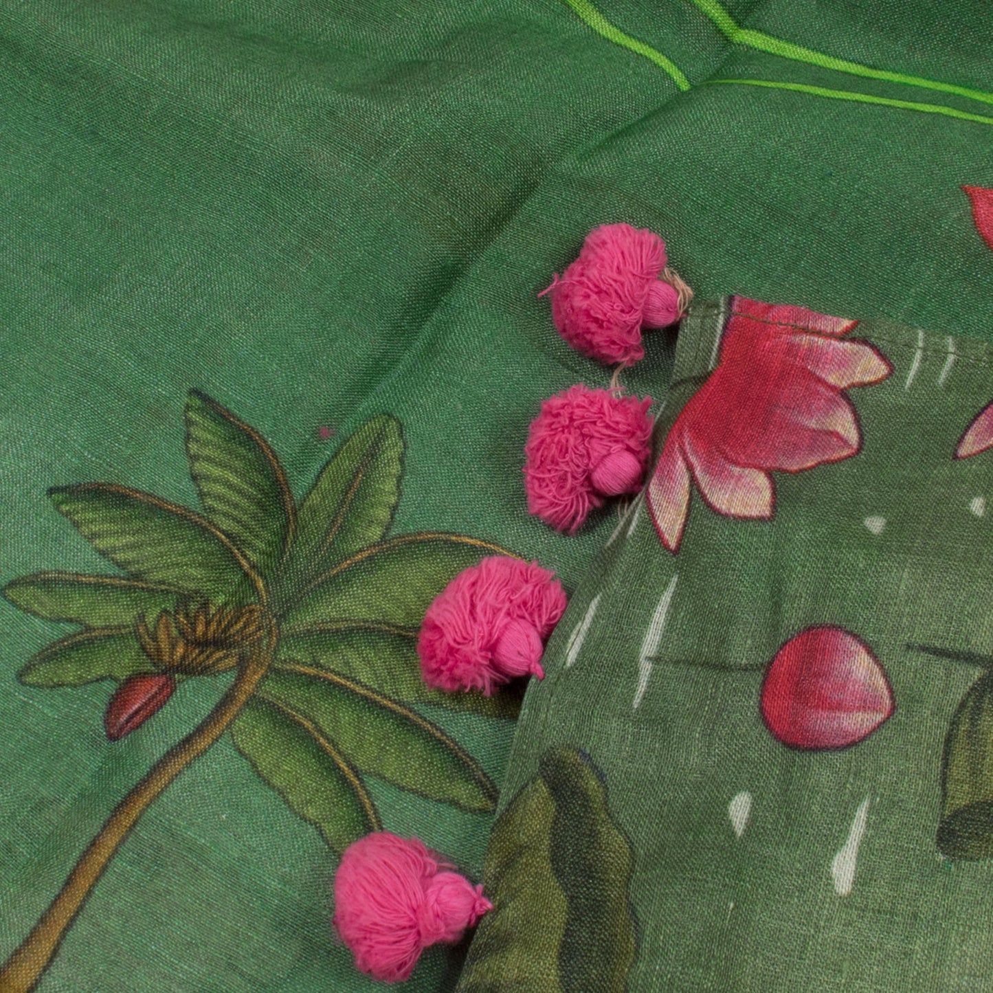 Pichwai Printed Tussar Linen Dupatta