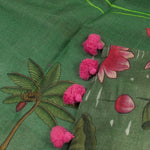 Pichwai Printed Tussar Linen Dupatta-Rutambhara-RUTAMBHARA