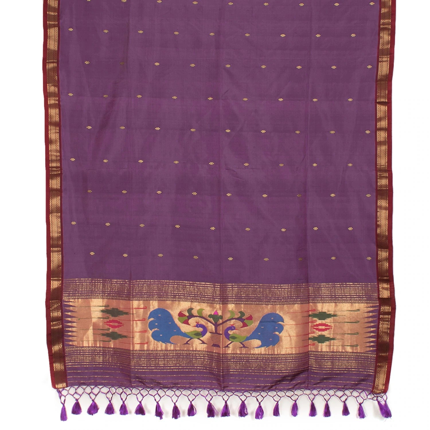 Handwoven Paithani Silk Dupatta-Rutambhara-RUTAMBHARA