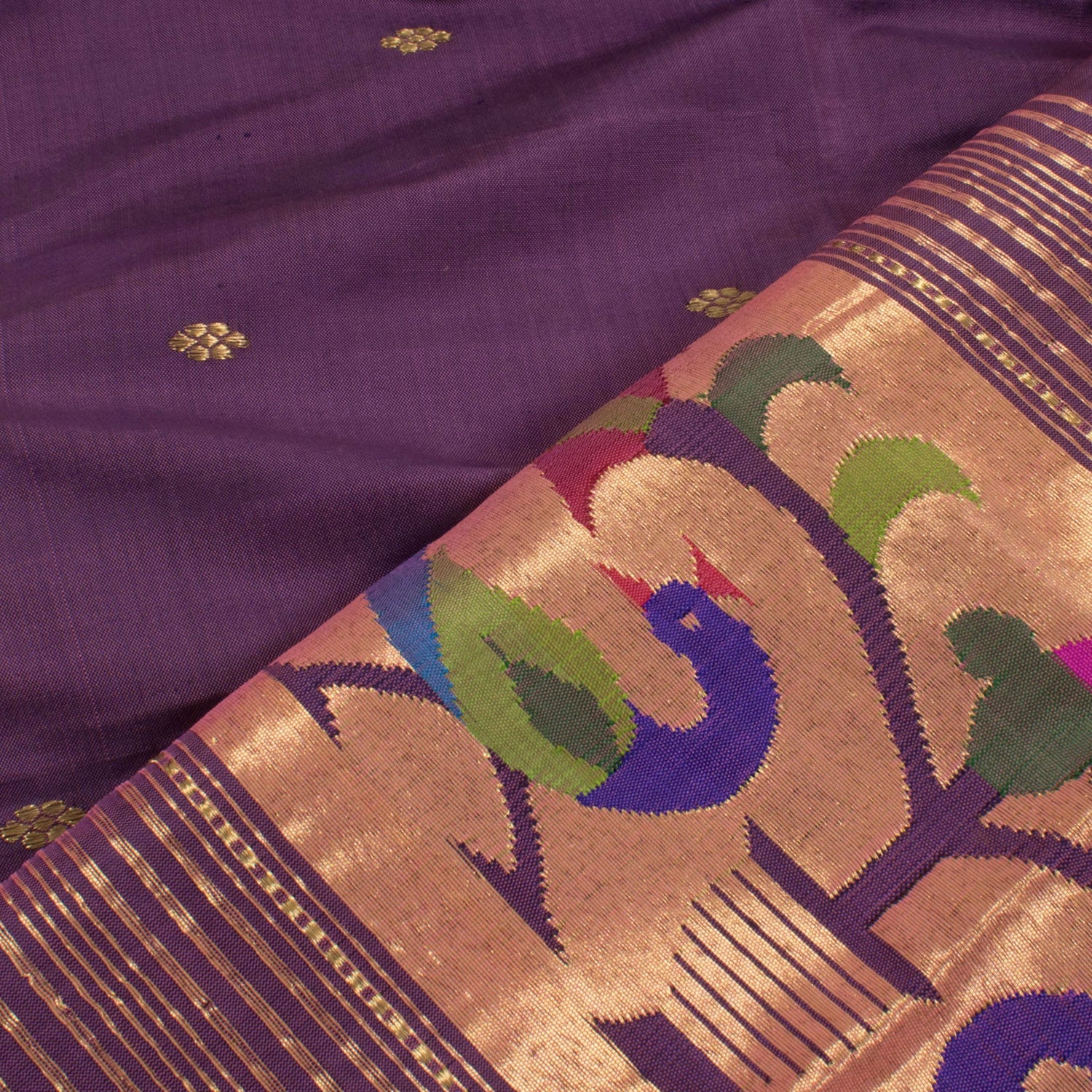 Handwoven Paithani Silk Dupatta-Rutambhara-RUTAMBHARA