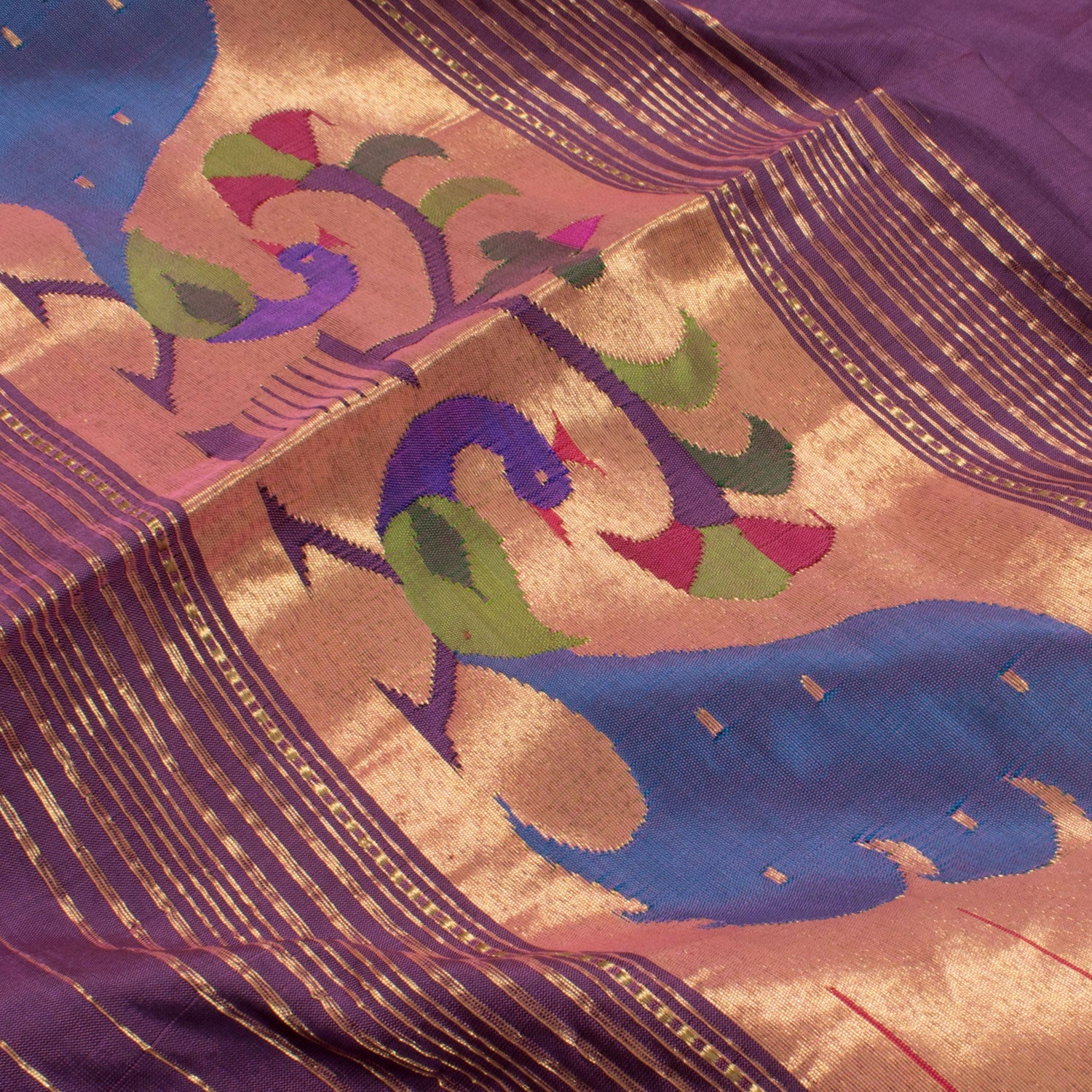 Handwoven Paithani Silk Dupatta-Rutambhara-RUTAMBHARA