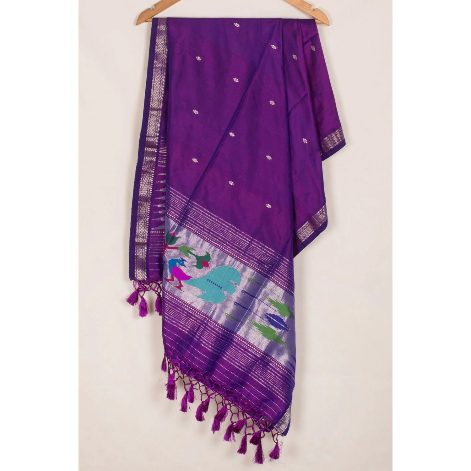 Handwoven Paithani Silk Dupatta-Rutambhara-RUTAMBHARA