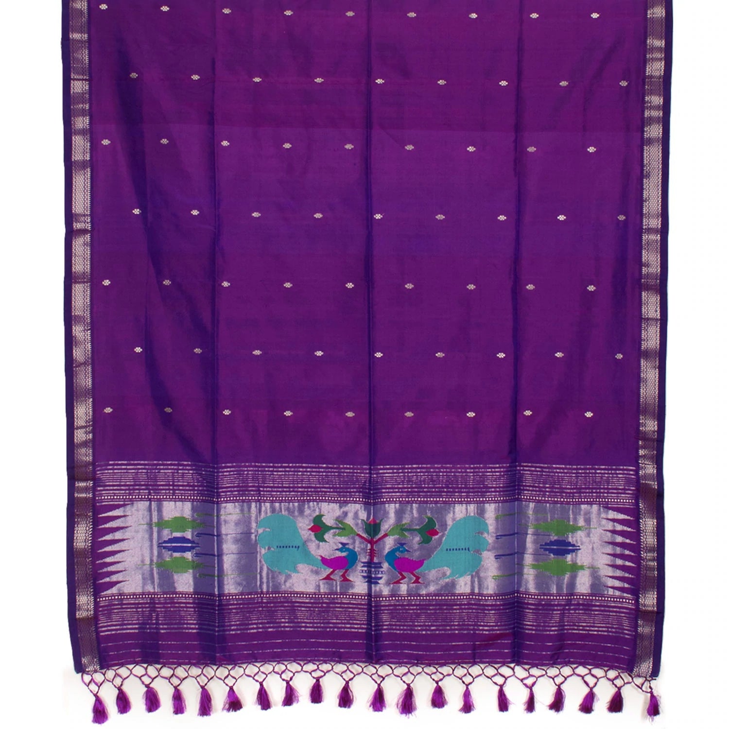 Handwoven Paithani Silk Dupatta-Rutambhara-RUTAMBHARA
