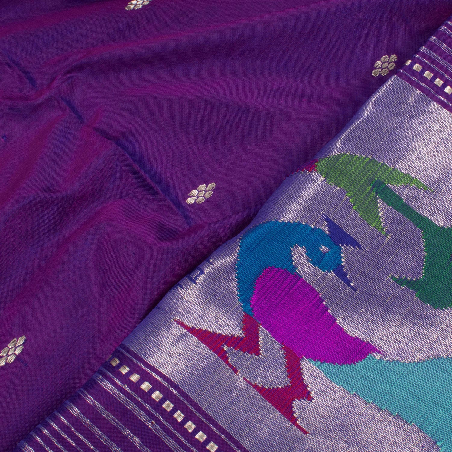 Handwoven Paithani Silk Dupatta-Rutambhara-RUTAMBHARA