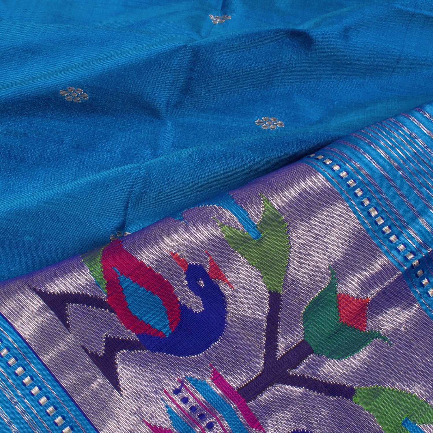 Handwoven Paithani Silk Dupatta-Rutambhara-RUTAMBHARA