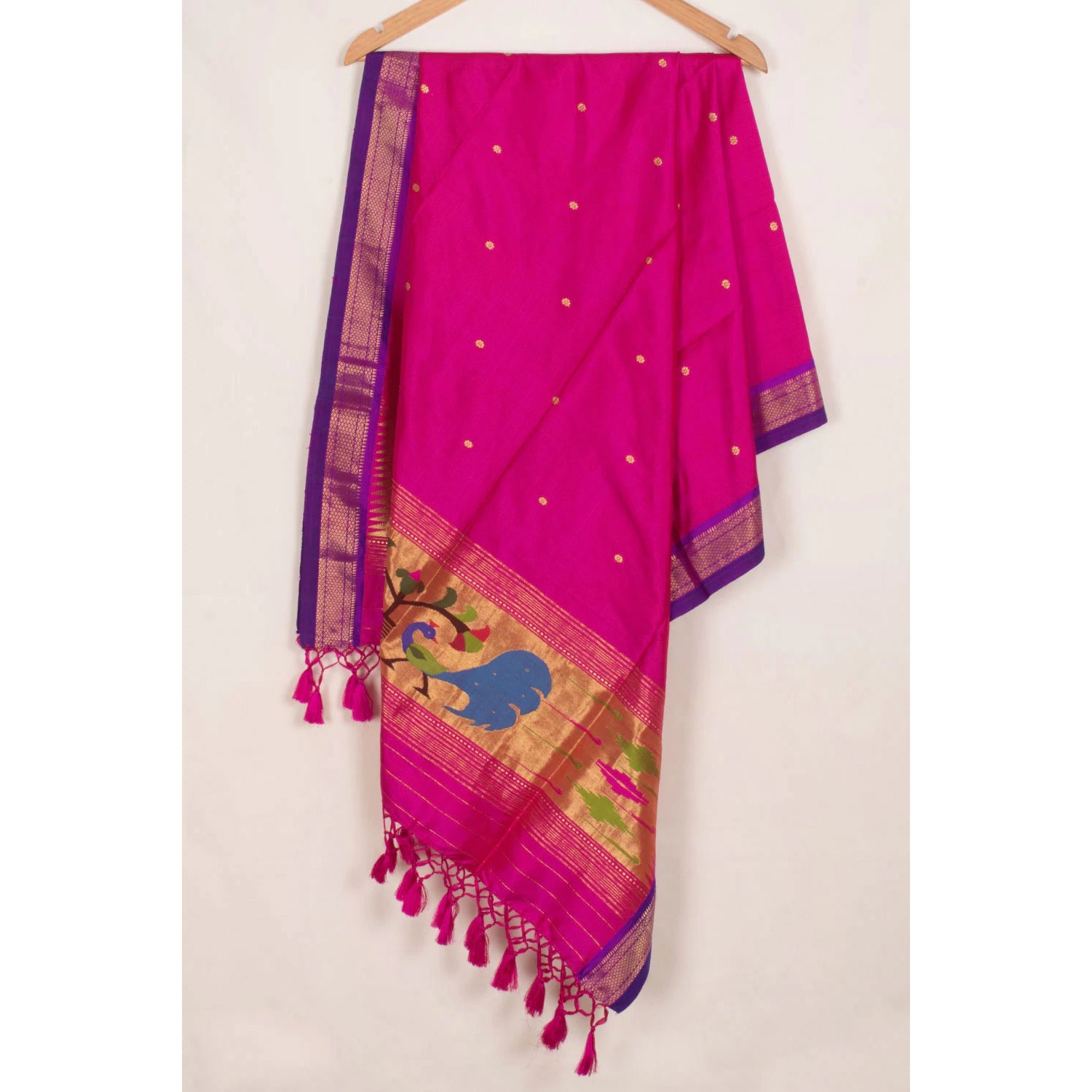 Handwoven Paithani Silk Dupatta-Rutambhara-RUTAMBHARA